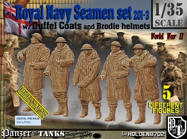 1/35 Royal Navy Duffel Coat Set201-3 in Tan Fine Detail Plastic