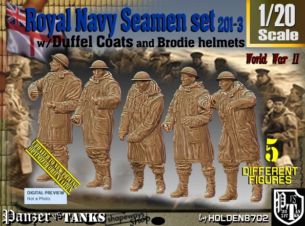 1/20 Royal Navy Duffel Coat Set201-3 in White Natural Versatile Plastic