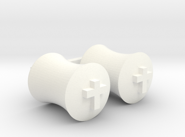 Ear Gage - 7/16" Pair in White Processed Versatile Plastic