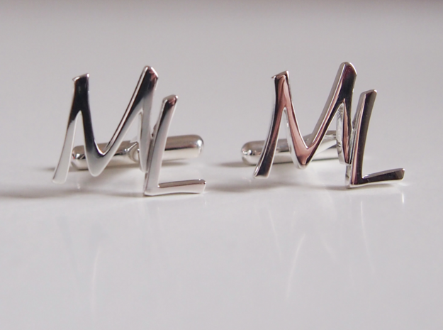 Cuff links ML in Fine Detail Polished Silver