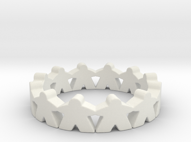 Meeple Ring Size 7 in White Natural Versatile Plastic