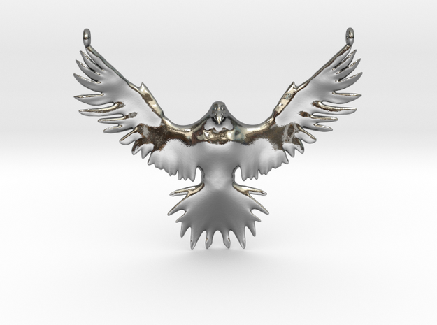 Falcon Amulet in Polished Silver