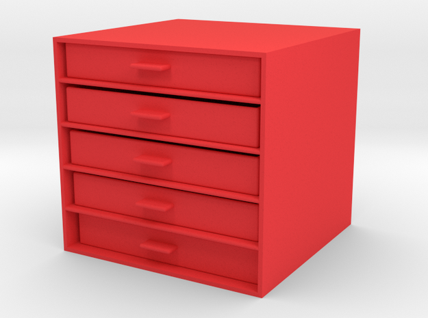 Desktop Cupboard in Red Processed Versatile Plastic