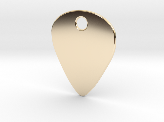 Metal Guitar Pick Pendant 1mm in 14k Gold Plated Brass