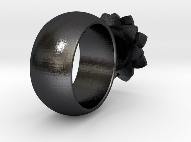 Perfume Ring in Polished and Bronzed Black Steel