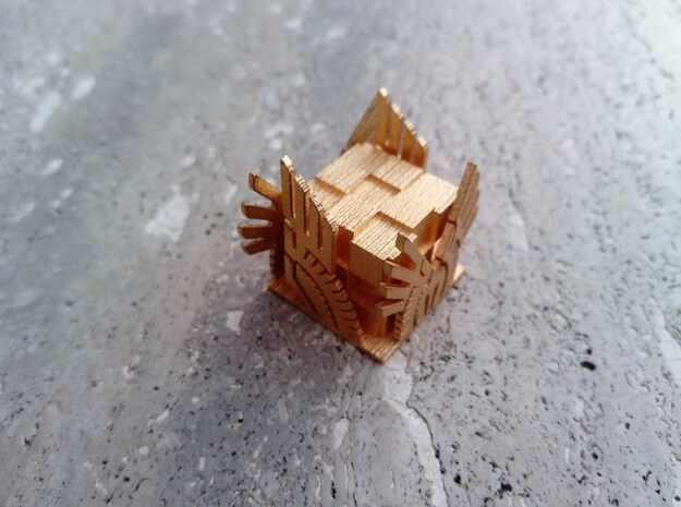 Plato's Esahedron - Anima in Polished Gold Steel
