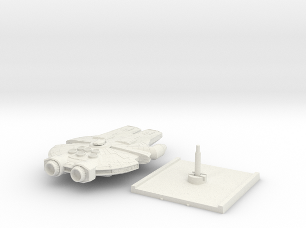 YT-90 Heavy Freighter with base in White Natural Versatile Plastic