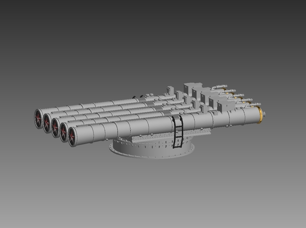 Soviet 5 tube torpedo launcher 1/96 in Tan Fine Detail Plastic