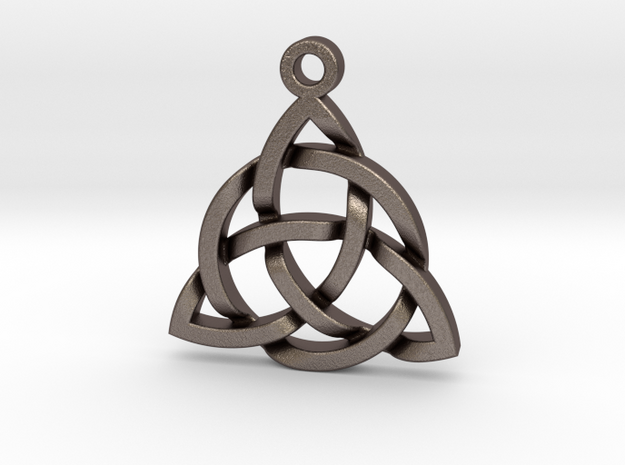 Triquetra Celtic Knot Good Luck Pendant  in Polished Bronzed Silver Steel
