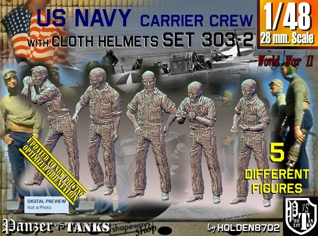 1/48 USN Carrier Deck Crew Set303-2 in Tan Fine Detail Plastic
