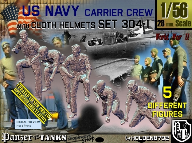 1/56 USN Carrier Deck Crew Set304-1 in Tan Fine Detail Plastic