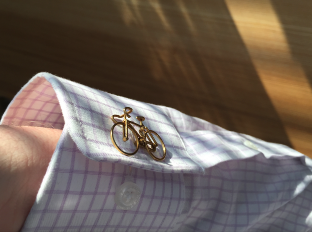 Racing Bicycle Cufflink in Polished Brass