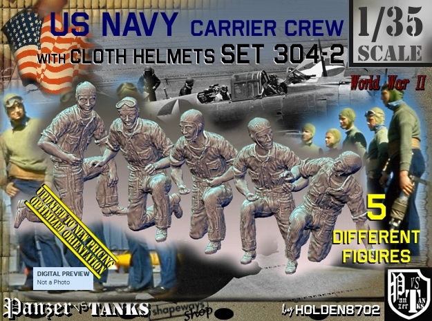1/35 USN Carrier Deck Crew Set304-2 in Tan Fine Detail Plastic
