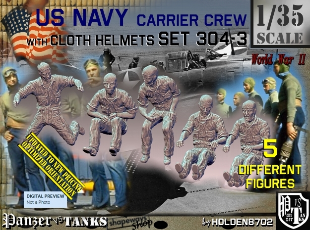 1/35 USN Carrier Deck Crew Set304-3 in Tan Fine Detail Plastic