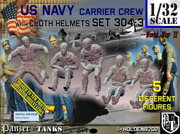 1-32 USN Carrier Deck Crew Set304-3 in Tan Fine Detail Plastic