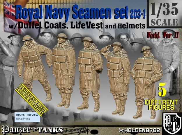 1/35 Royal Navy D-Coat+Lifevst Set203-1 in Tan Fine Detail Plastic