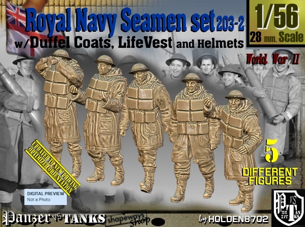1/56 Royal Navy D-Coat+Lifevst Set203-2 in Tan Fine Detail Plastic