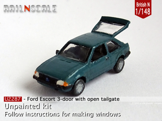 Ford Escort with open tailgate (British N 1:148) in Smoothest Fine Detail Plastic