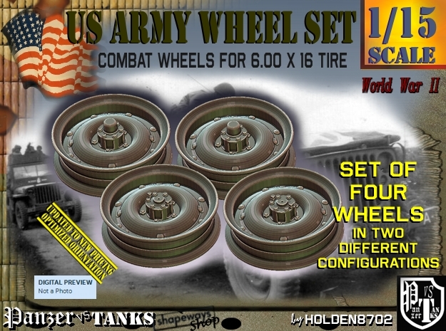 1/15 RIMS for 600x16 both sides Set in Tan Fine Detail Plastic