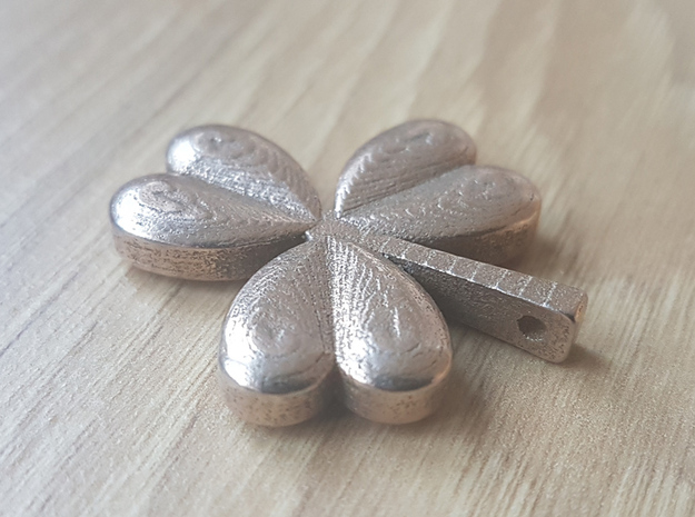 Shamrock keychain in Polished Bronzed Silver Steel