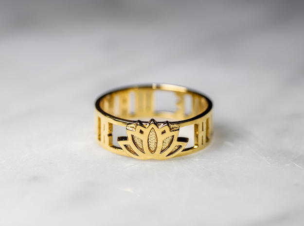 Humble Warrior w/ Lotus Flower, 14k Gold Plated in 14k Gold Plated Brass: 7 / 54