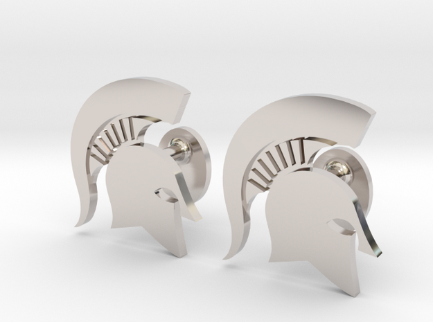 MSU Spartan Cufflinks, Customizable in Rhodium Plated Brass