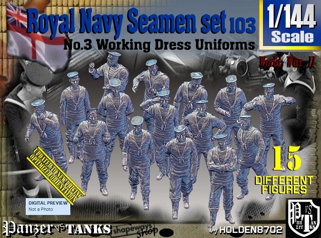 1/144 Royal Navy Seamen Set103 in Tan Fine Detail Plastic
