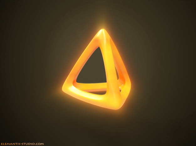 Tetrahedron Platonic Solid in Yellow Processed Versatile Plastic