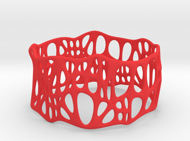 Voronoi Dodecagonal Bracelet 40mm (004) in Red Processed Versatile Plastic