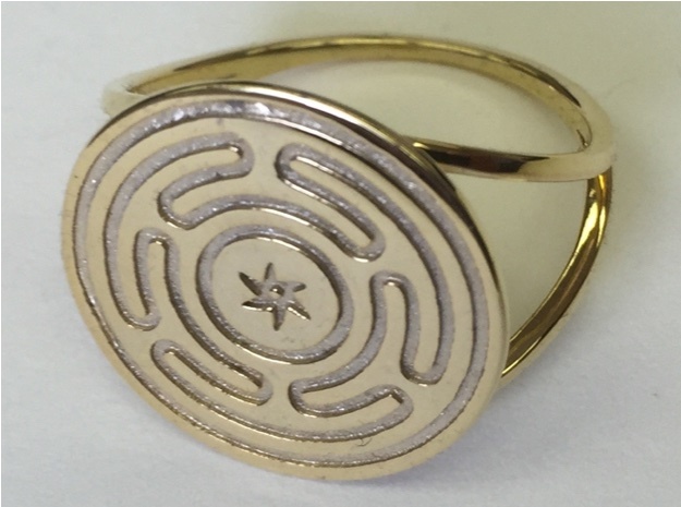 Wheel of Hecate ring in 14k Gold Plated Brass: 7 / 54