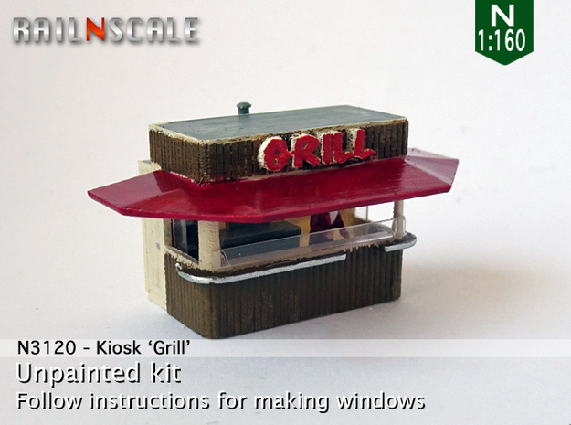 Kiosk Grill (N 1:160) in Tan Fine Detail Plastic