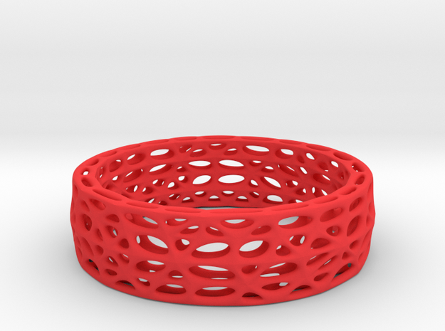 Voronoi Bracelet (002) in Red Processed Versatile Plastic