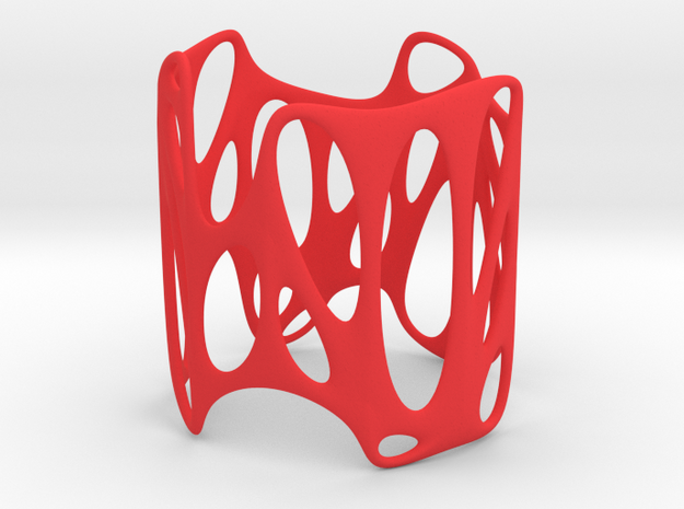 Voronoi Wire Bracelet (001) in Red Processed Versatile Plastic