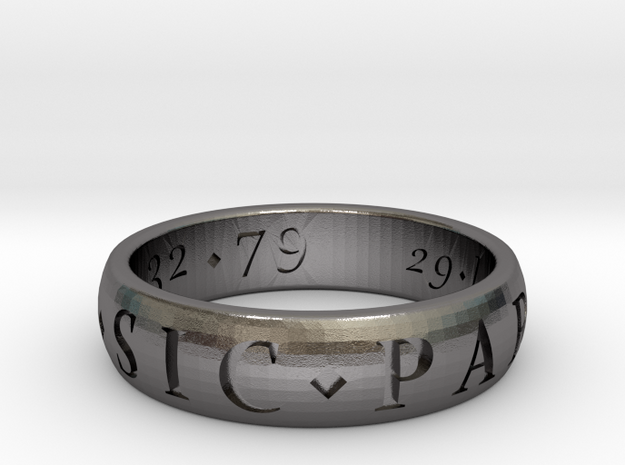 Size 11.5 Sir Francis Drake, Sic Parvis Magna Ring in Polished Nickel Steel
