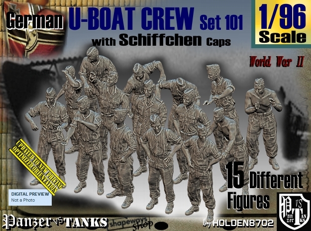 1/96 German U-Boot Crew Set101 in Tan Fine Detail Plastic