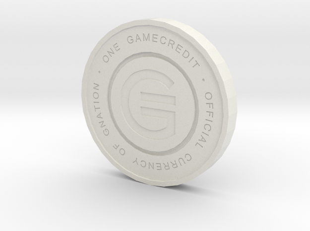 Physical Game Credits Coin thin model in White Natural Versatile Plastic