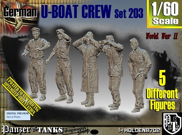 1/60 German U-Boot Crew Set203 in Tan Fine Detail Plastic