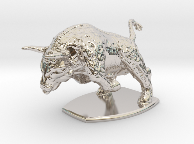 Iron Bull in Rhodium Plated Brass: Small