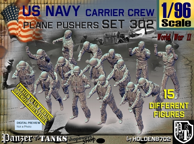 1/96 USN Carrier Deck Pushers Set302 in Tan Fine Detail Plastic