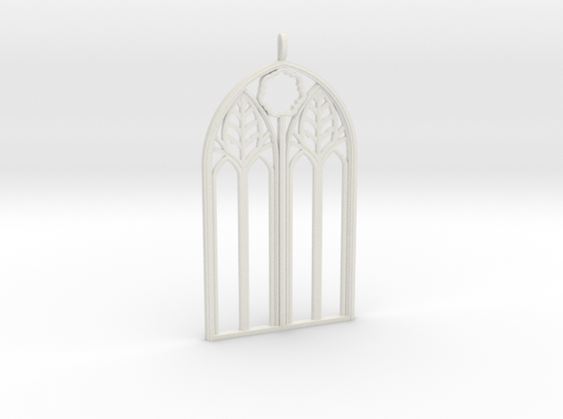 Neo-Gothic Arch Pendant in White Natural Versatile Plastic