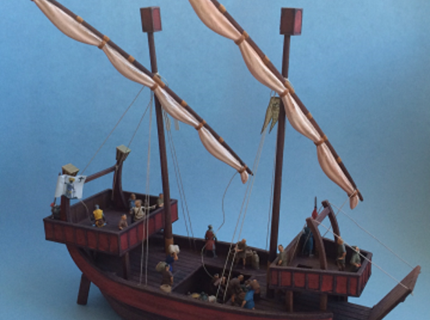 Medieval Ship No Cargo Pegs in White Natural Versatile Plastic