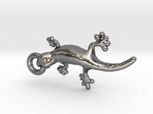 Little Gecko Pendant in Fine Detail Polished Silver