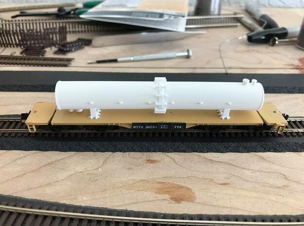 Flatcar Load - Fraction Tower - Nscale in Tan Fine Detail Plastic