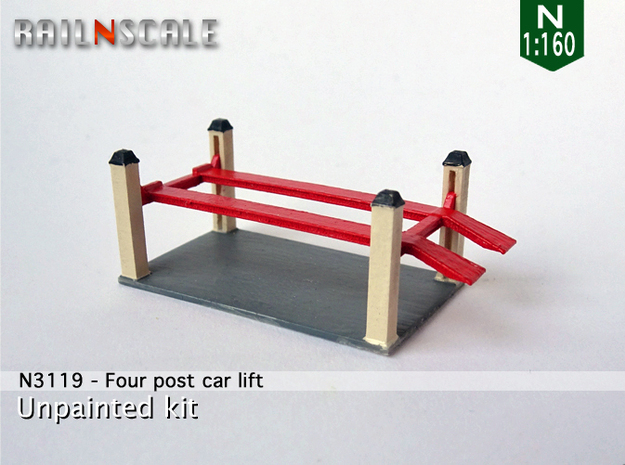 Four post car lift (N 1:160) in Tan Fine Detail Plastic
