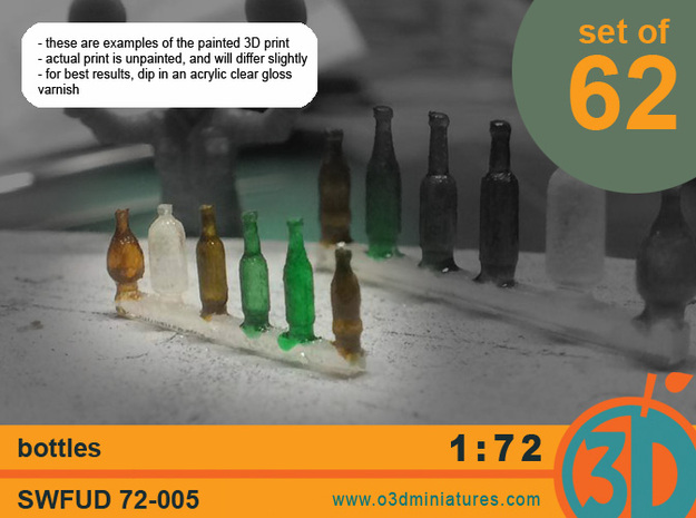 Bottles 1/72 scale SWFUD-72-005 in Smooth Fine Detail Plastic