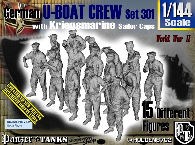 1/144 German U-Boot Crew Set301 in Tan Fine Detail Plastic