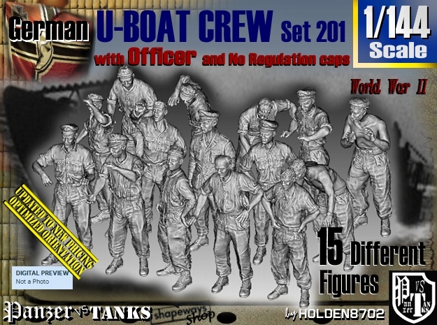 1/144 German U-Boot Crew Set201 in Tan Fine Detail Plastic