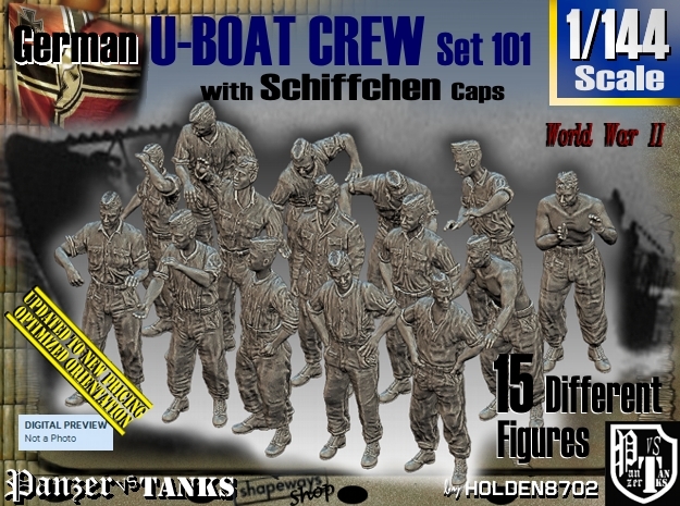 1/144 German U-Boot Crew Set101 in Tan Fine Detail Plastic