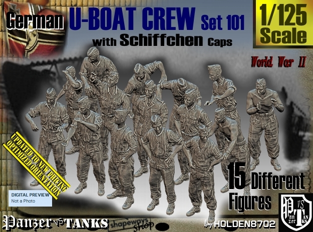 1/125 German U-Boot Crew Set101 in Tan Fine Detail Plastic