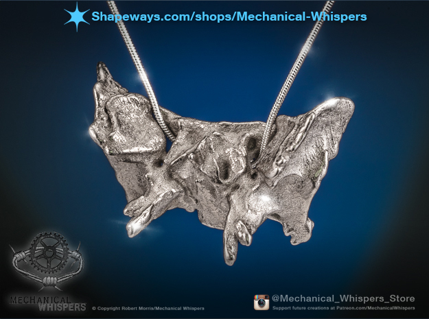 Human Sphenoid Bone Pendant in Polished Nickel Steel